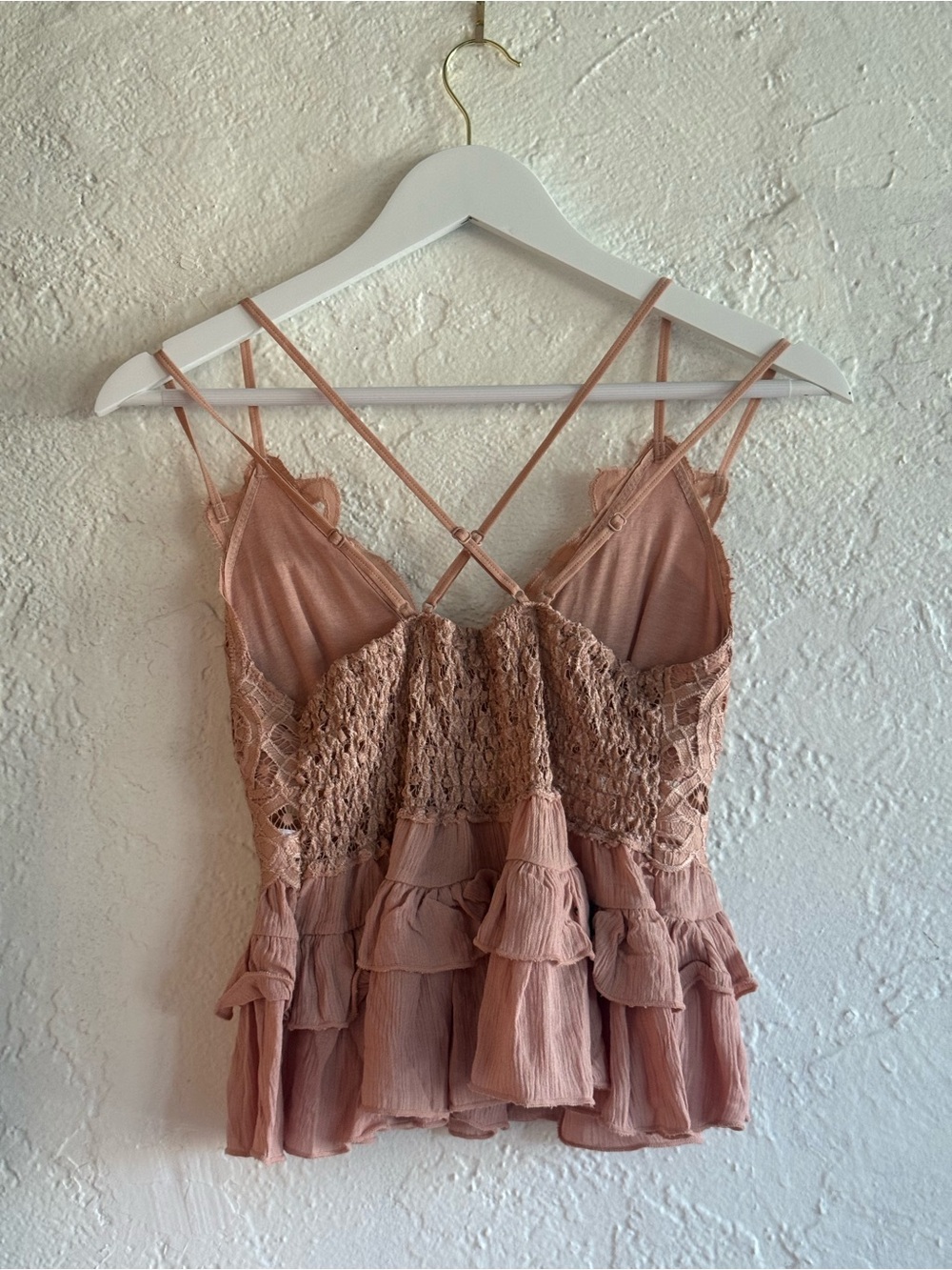 Pink Cami Lace Ruffled Tank Top - Picture 3 of 3